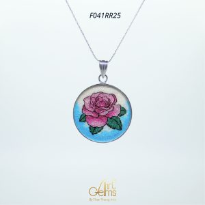 GemsArt Pendant : Pink Rose, Flower of Love Collection 30 mm.