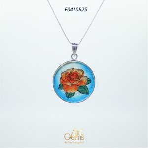 GemsArt Pendant : Orange Rose, Flower of Love Collection 30 mm.