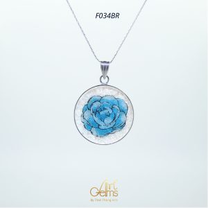 GemsArt Pendant : Jasmine (Blue), Flower of Love Collection 30 mm.